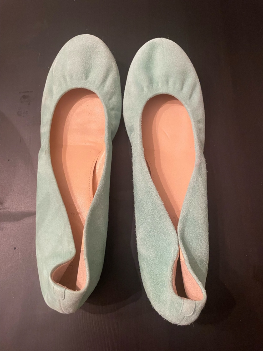 J. Crew Mint Green Suede Ballet Flats